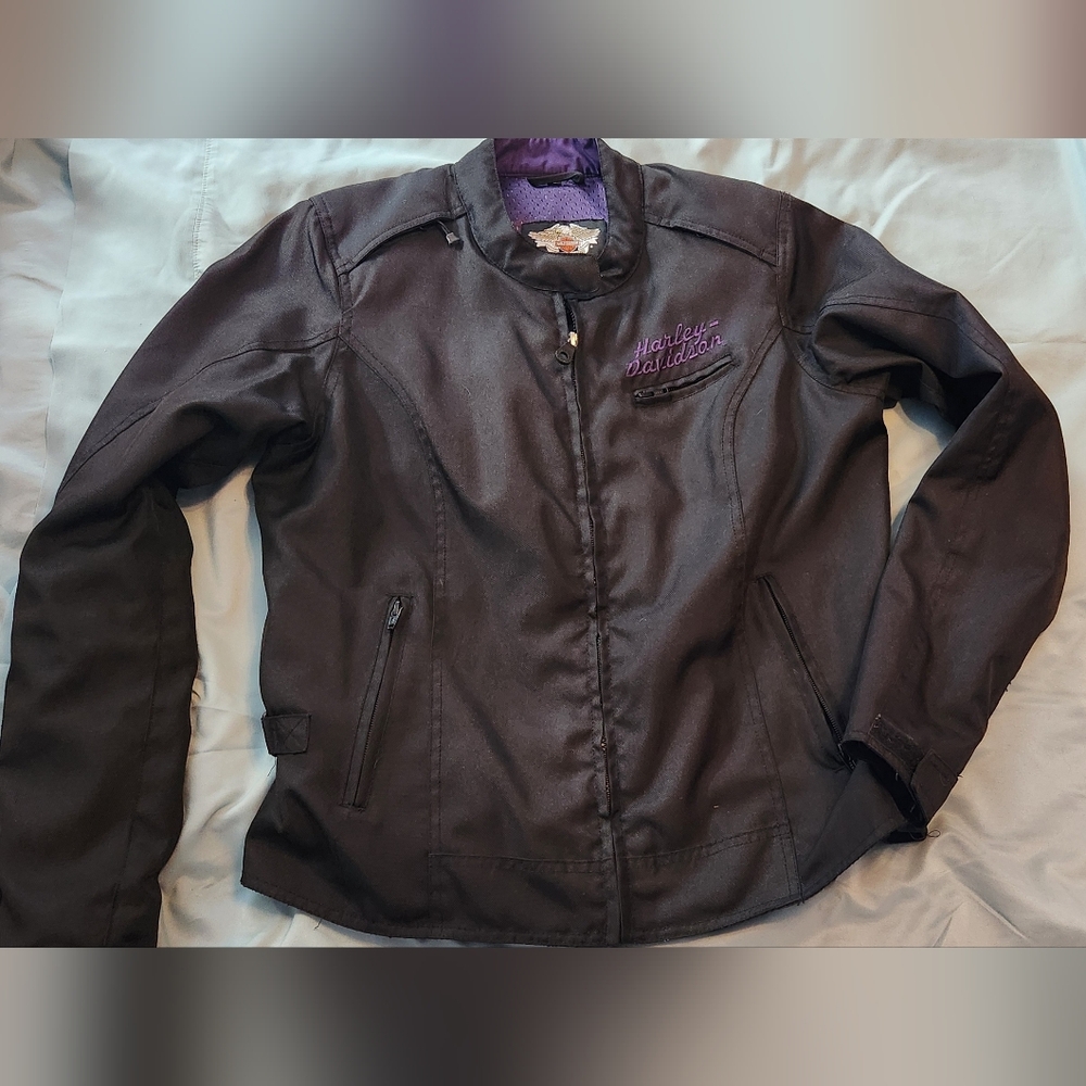 Harley-Davidson Women's Black Riding Jacket with Purple Accents
